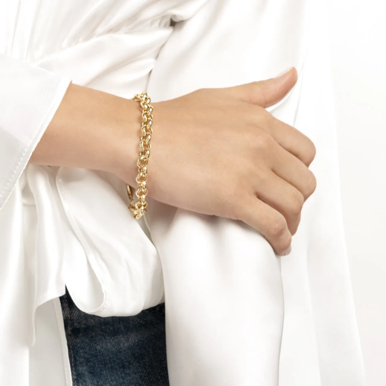 14K Yellow Gold 8mm Rolo Bracelet Anklet Choker Necklace Pendant Chain
