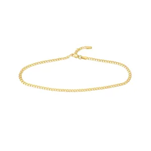 14K Yellow Gold Open Curb Chain Adjustable Anklet