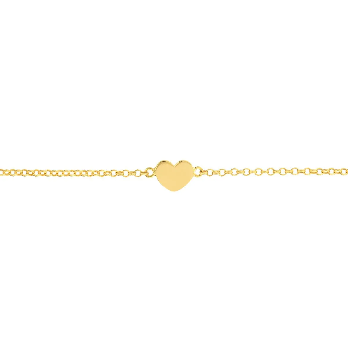 14K Yellow Gold Simple Heart Anklet