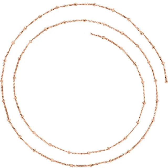 14k Yellow Rose White Gold 1mm Solid Beaded Bracelet Anklet Necklace Chain