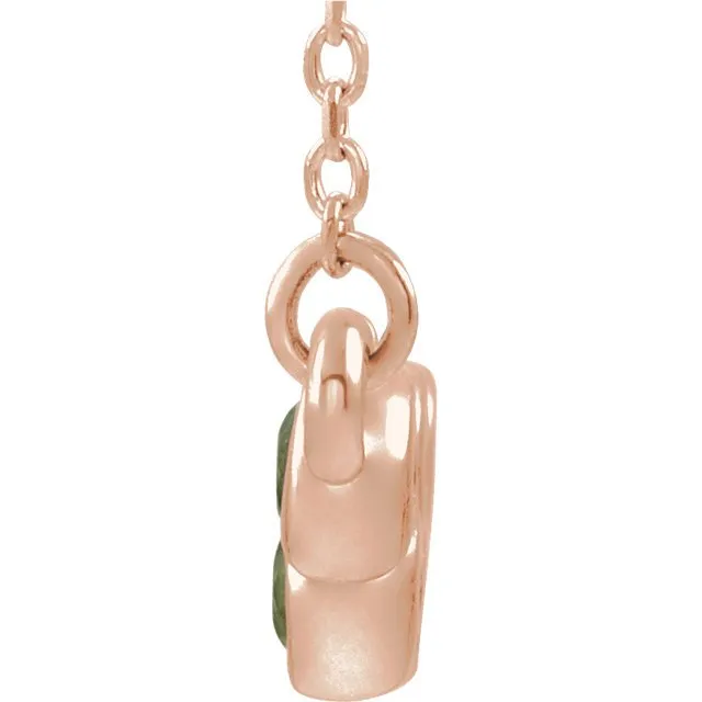 14KT GOLD 0.81 CTW PERIDOT BEZEL-SET BAR NECKLACE