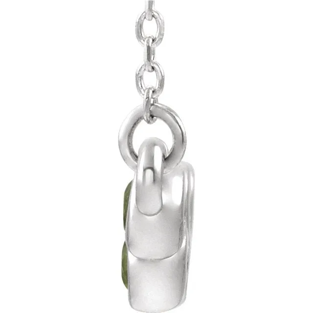 14KT GOLD 0.81 CTW PERIDOT BEZEL-SET BAR NECKLACE