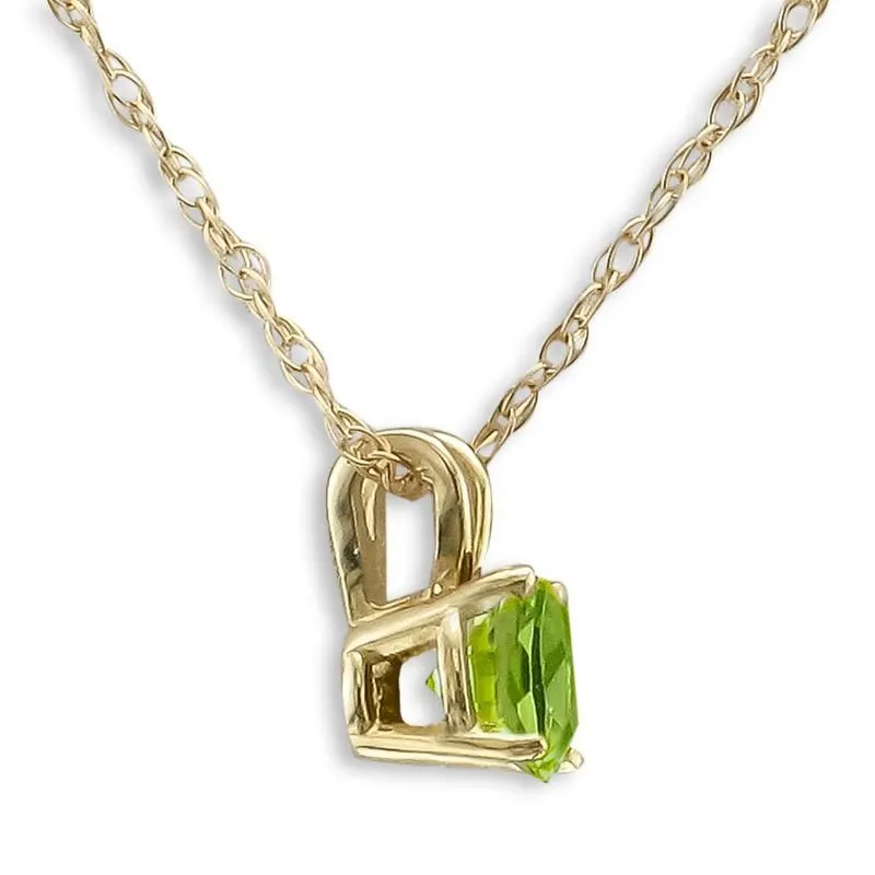 14KT GOLD .50 CT ROUND PERIDOT SOLITAIRE NECKLACE
