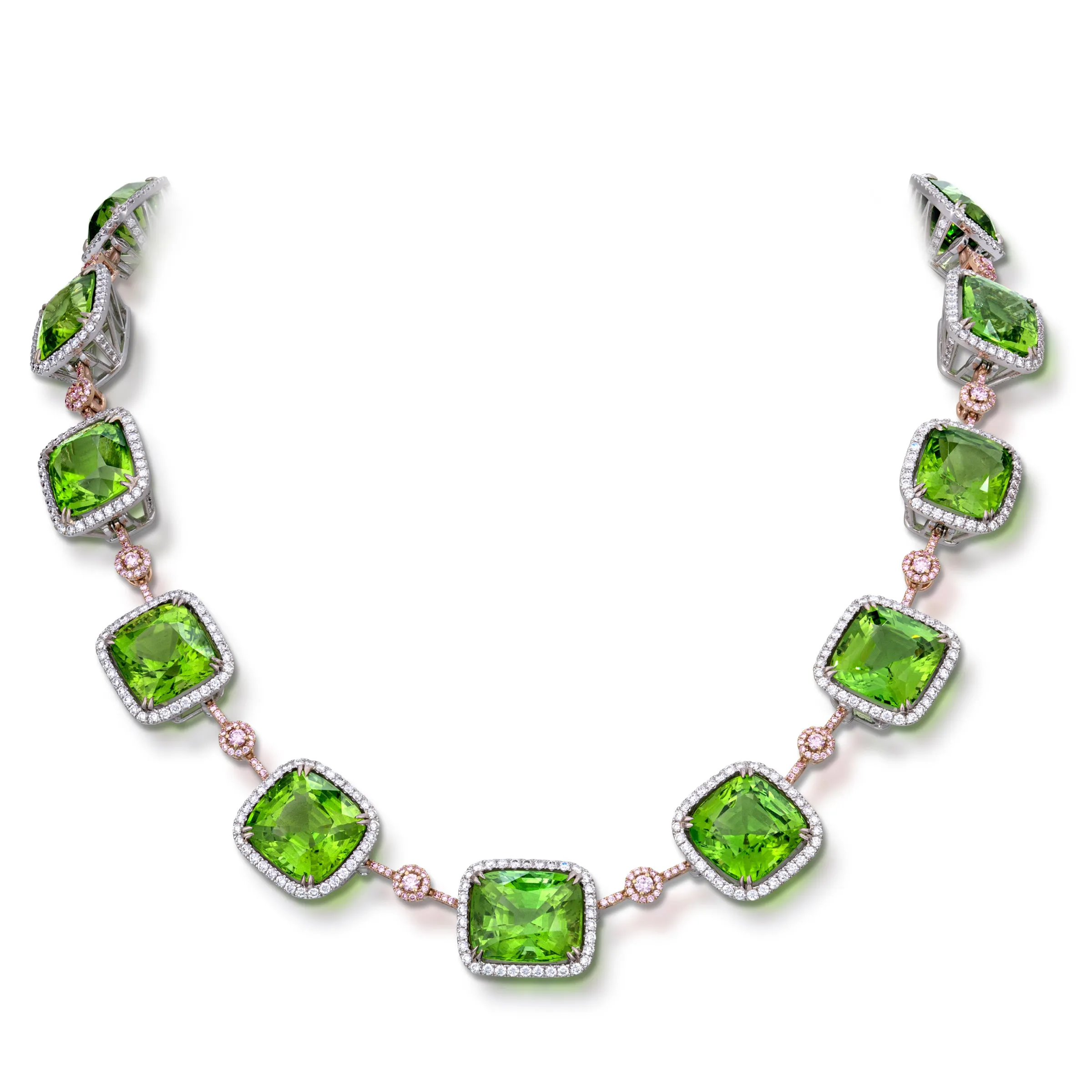 168.96 Carat Peridot and Diamond Necklace
