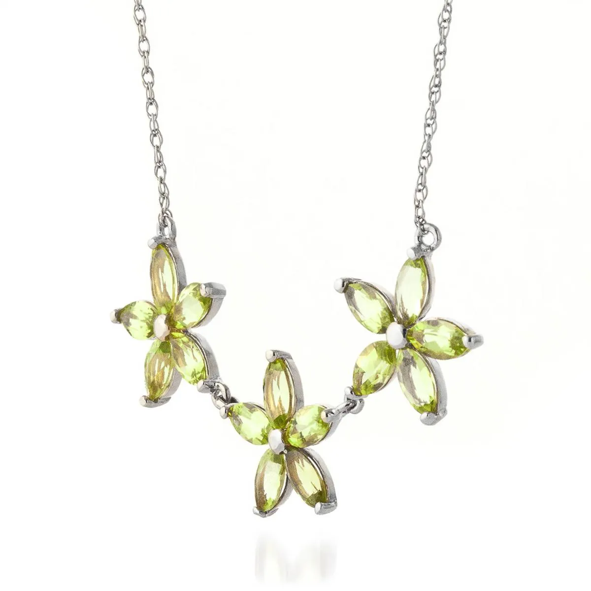 4.2 Carat 14K Solid White Gold Necklace Natural Peridot
