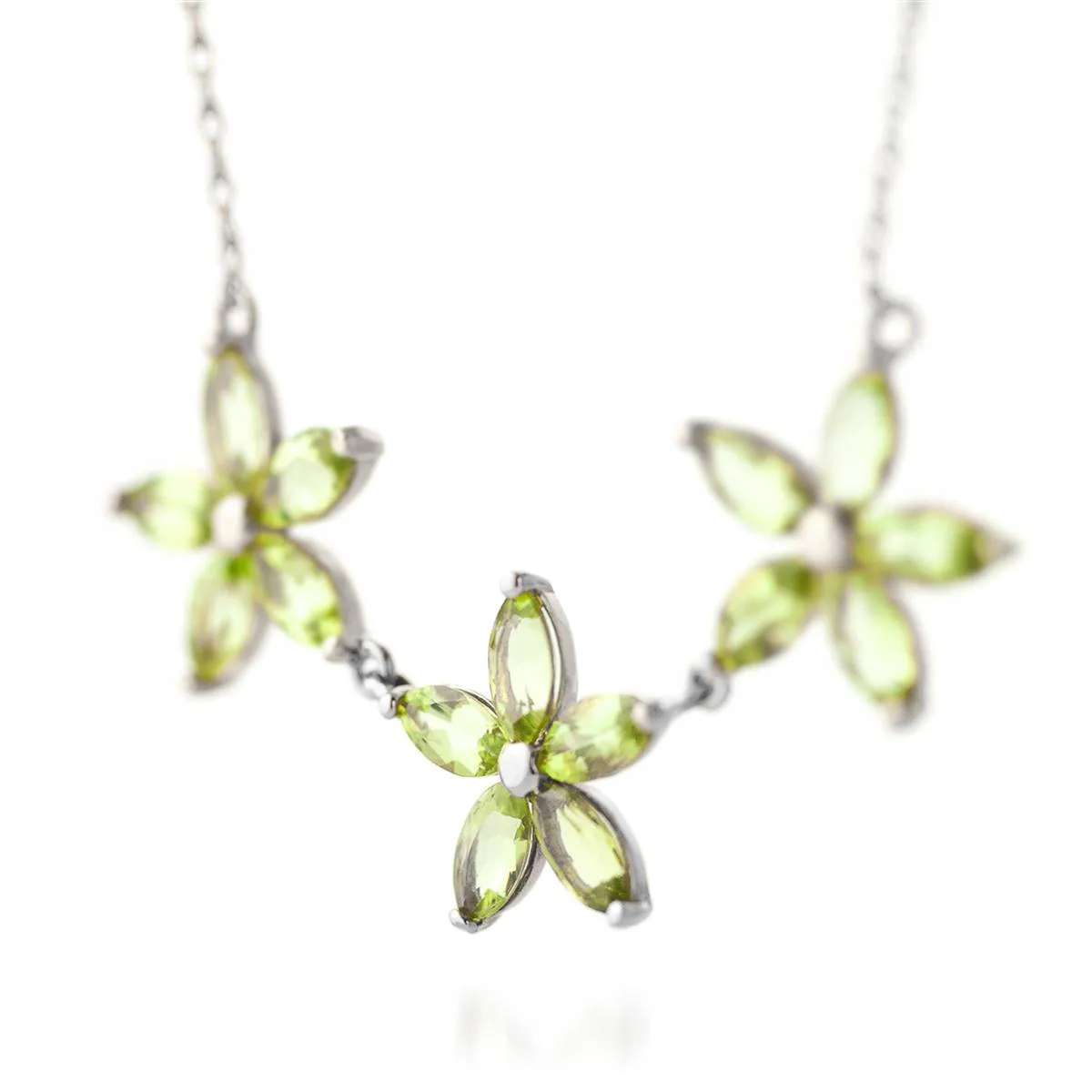 4.2 Carat 14K Solid White Gold Necklace Natural Peridot