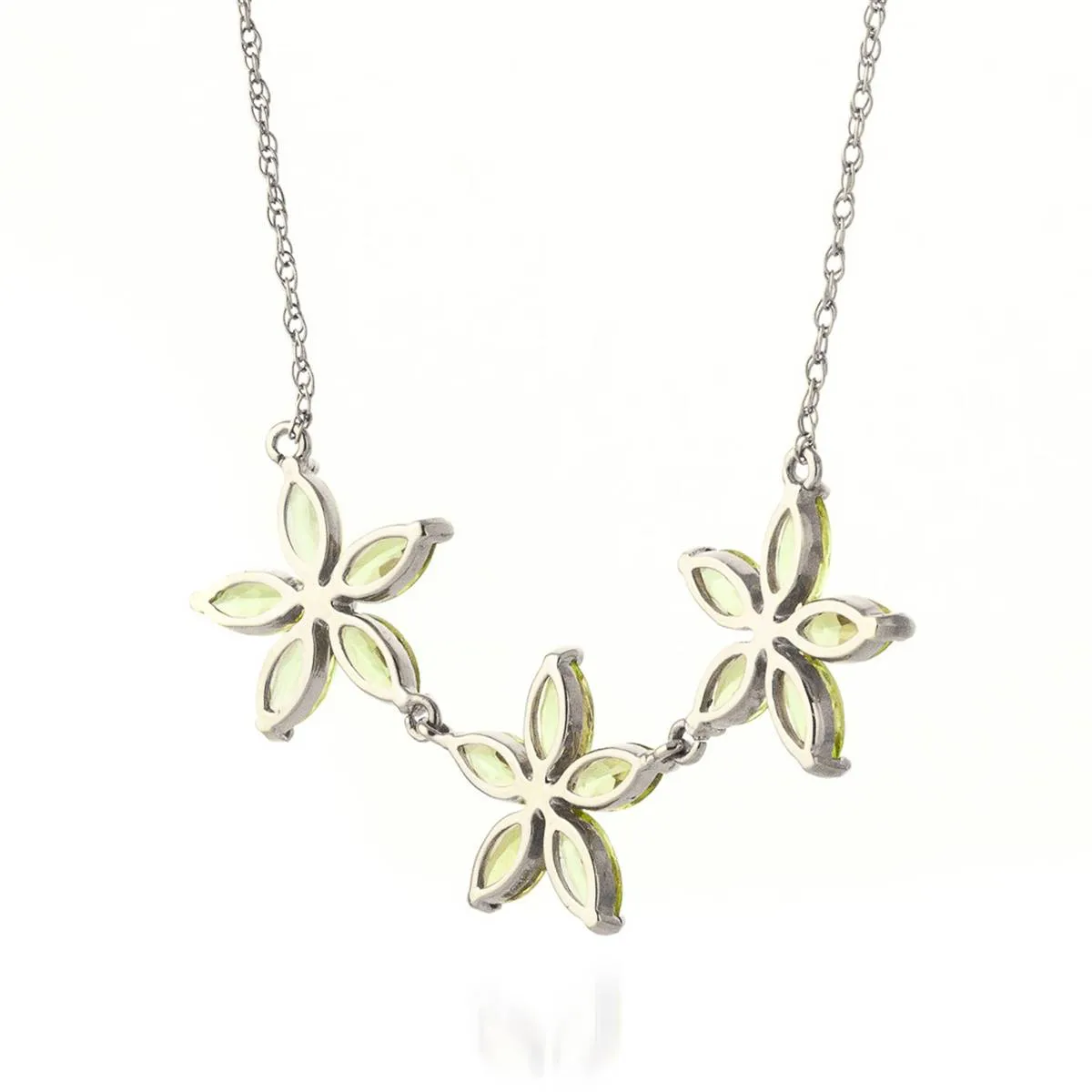4.2 Carat 14K Solid White Gold Necklace Natural Peridot