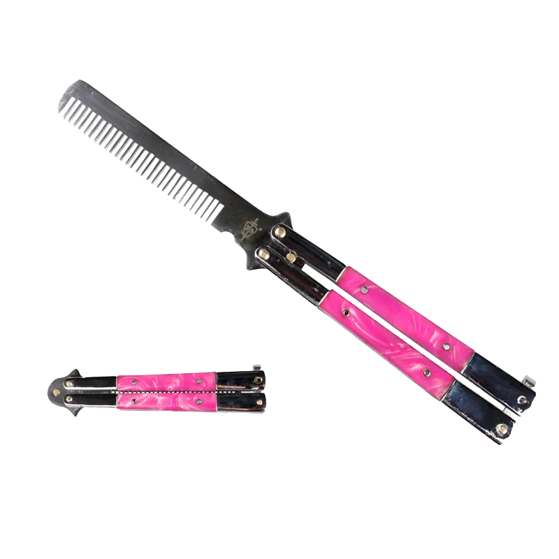 8 1/2" Butterfly Comb Pink Handle