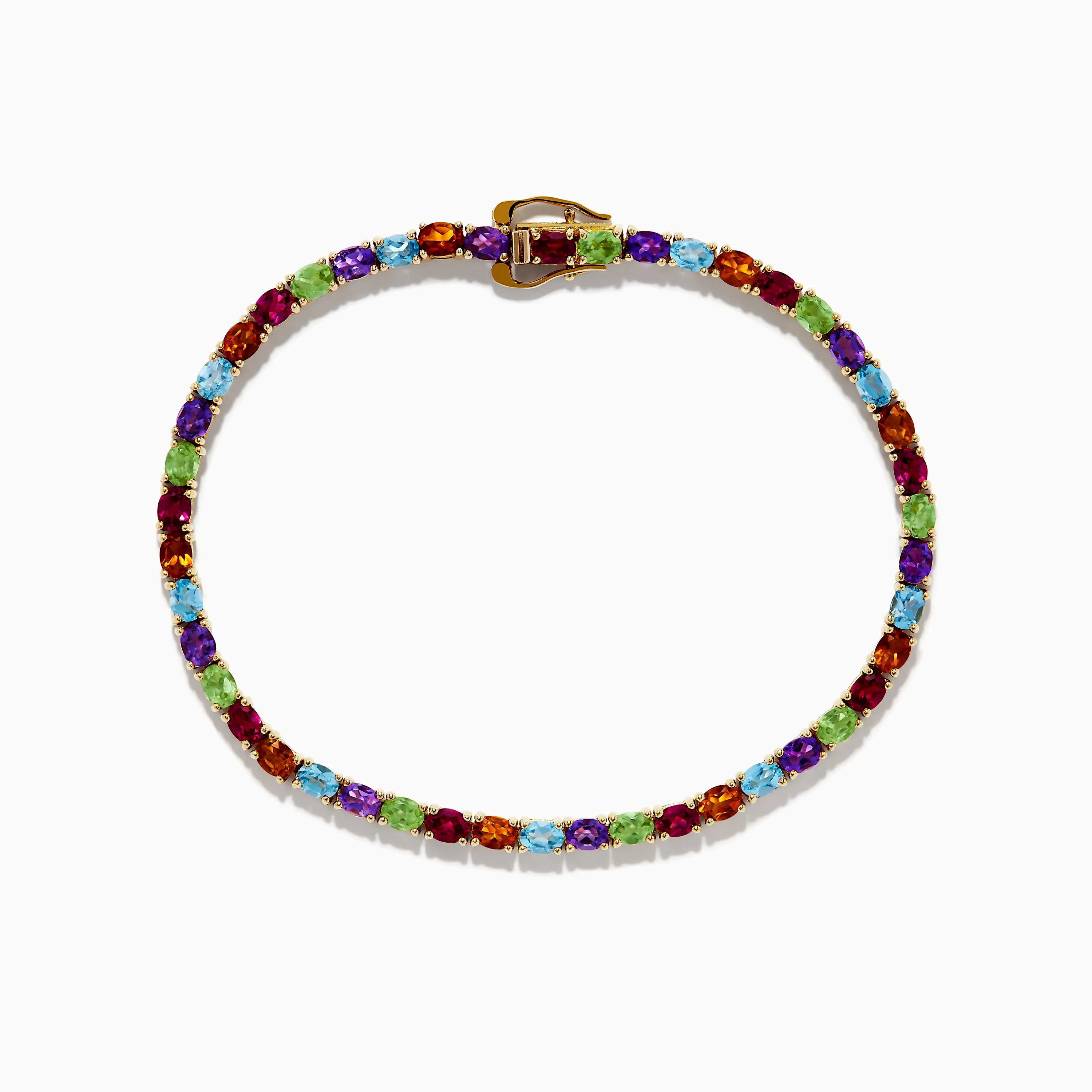 925 Sterling Silver 18K Plated Multi Gemstone Bracelet