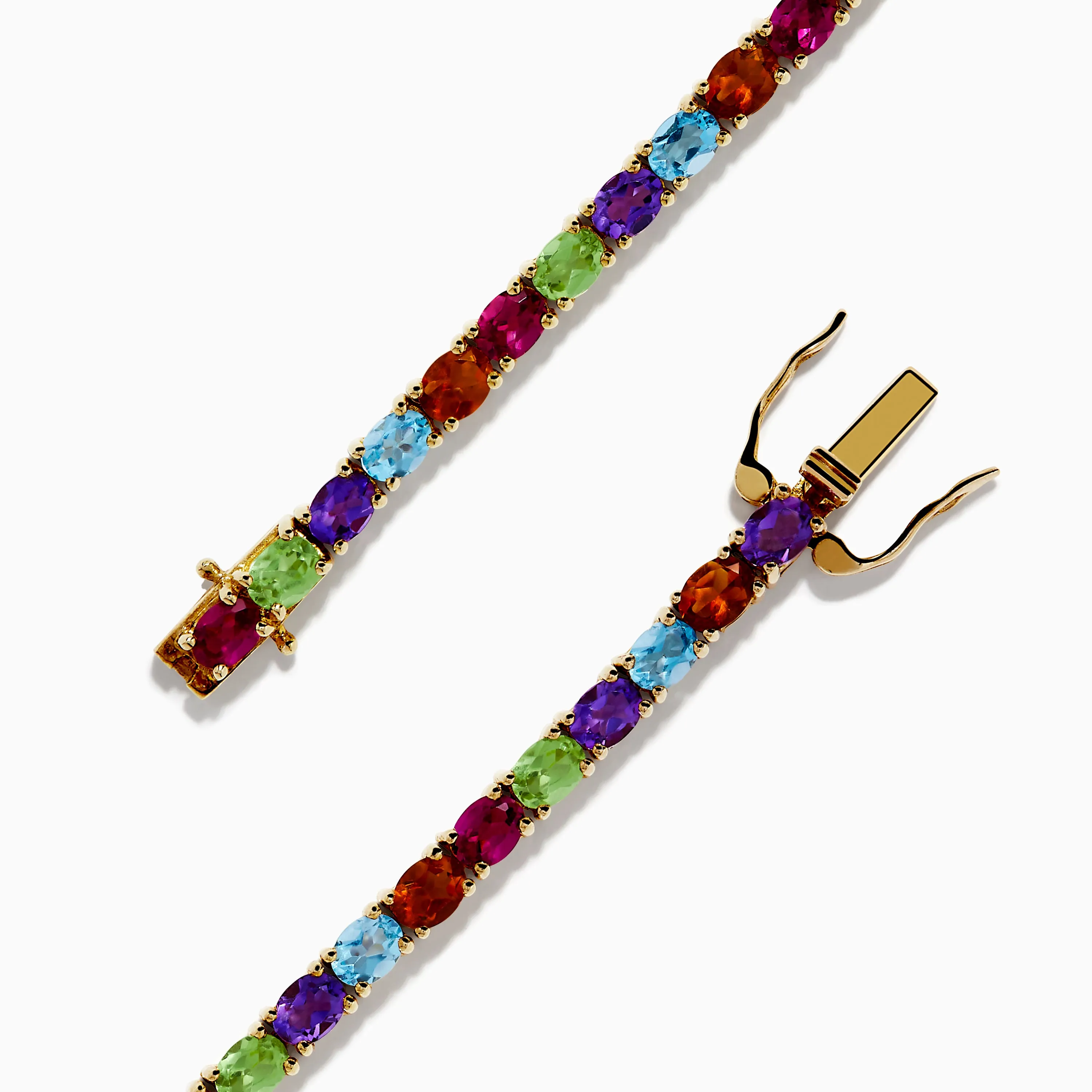 925 Sterling Silver 18K Plated Multi Gemstone Bracelet