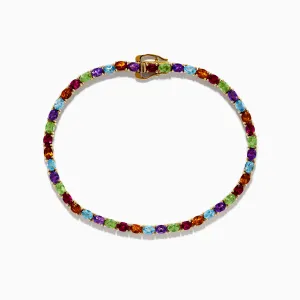 925 Sterling Silver 18K Plated Multi Gemstone Bracelet