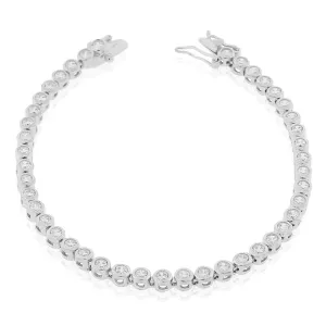 925 Sterling Silver Bezel-Set Clear Round CZ Tennis Bracelet