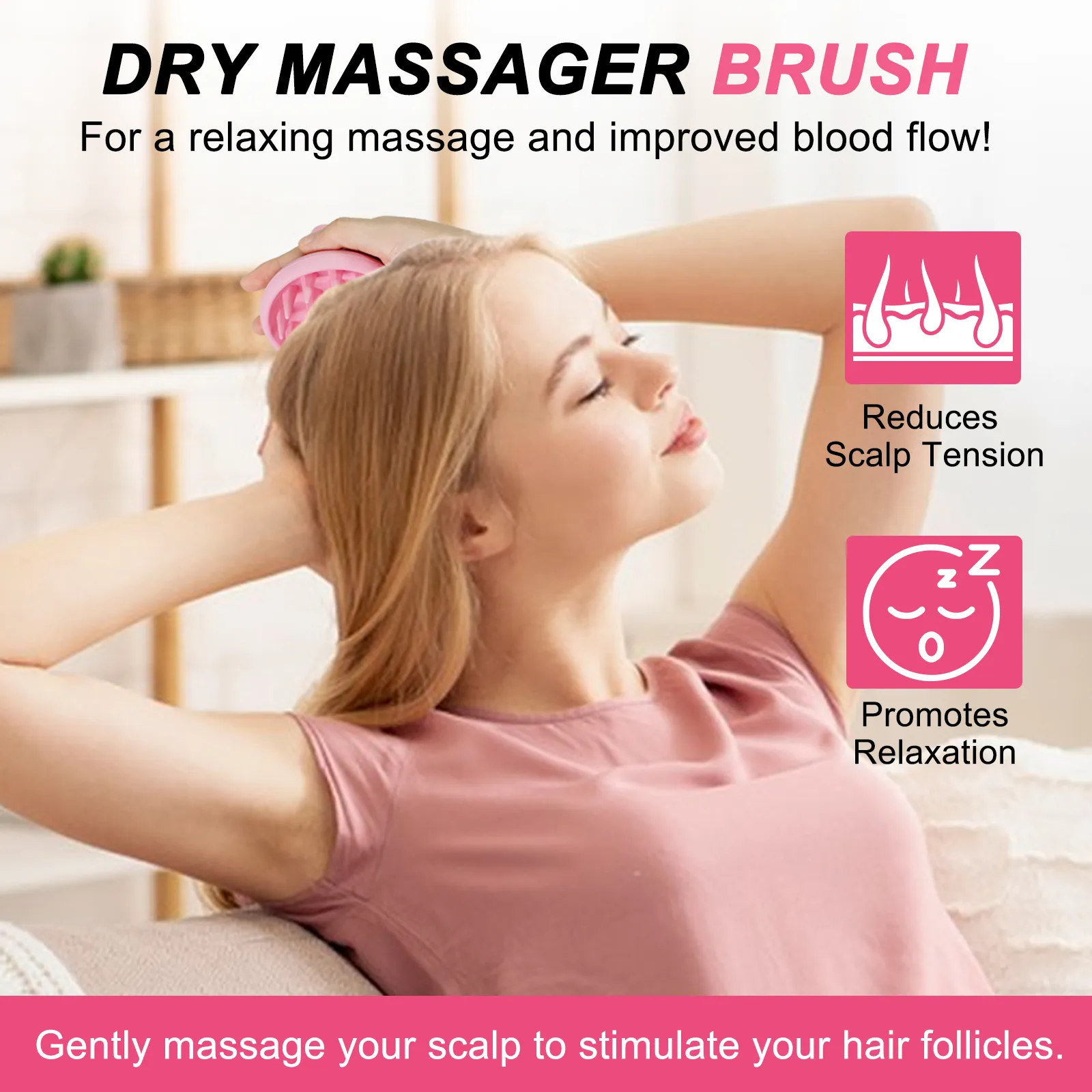 Aliver 2PC Silicone Massage Comb - Pink