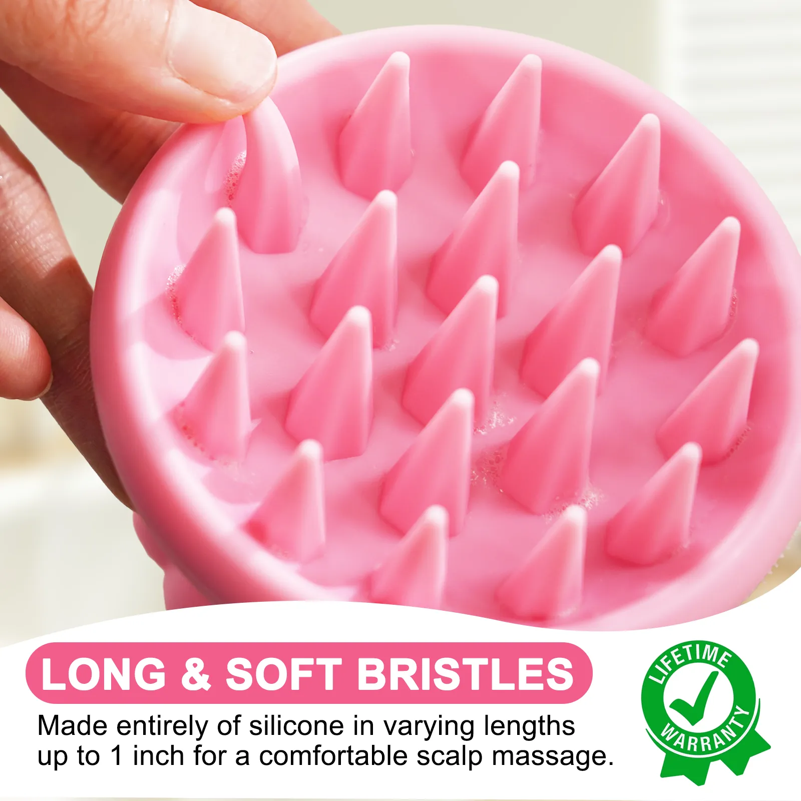 Aliver 2PC Silicone Massage Comb - Pink