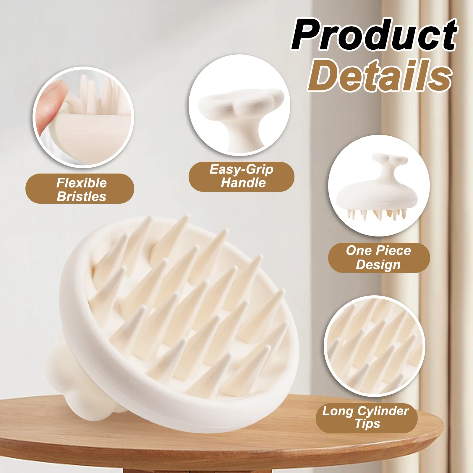 Aliver 2PC Silicone Massage Comb - White