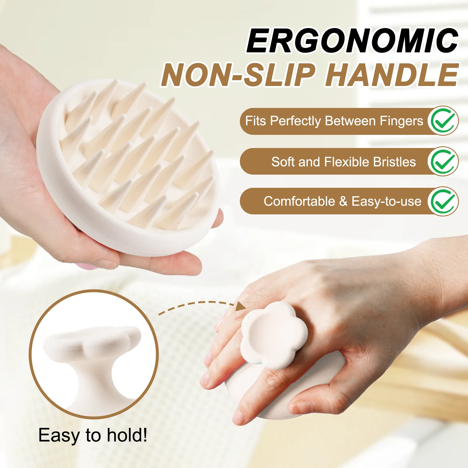 Aliver 2PC Silicone Massage Comb - White