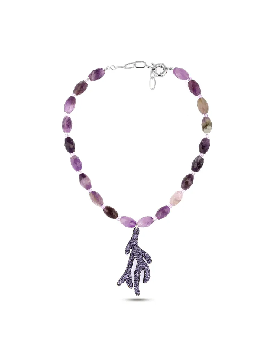 Amatist Crystal Coral Necklace