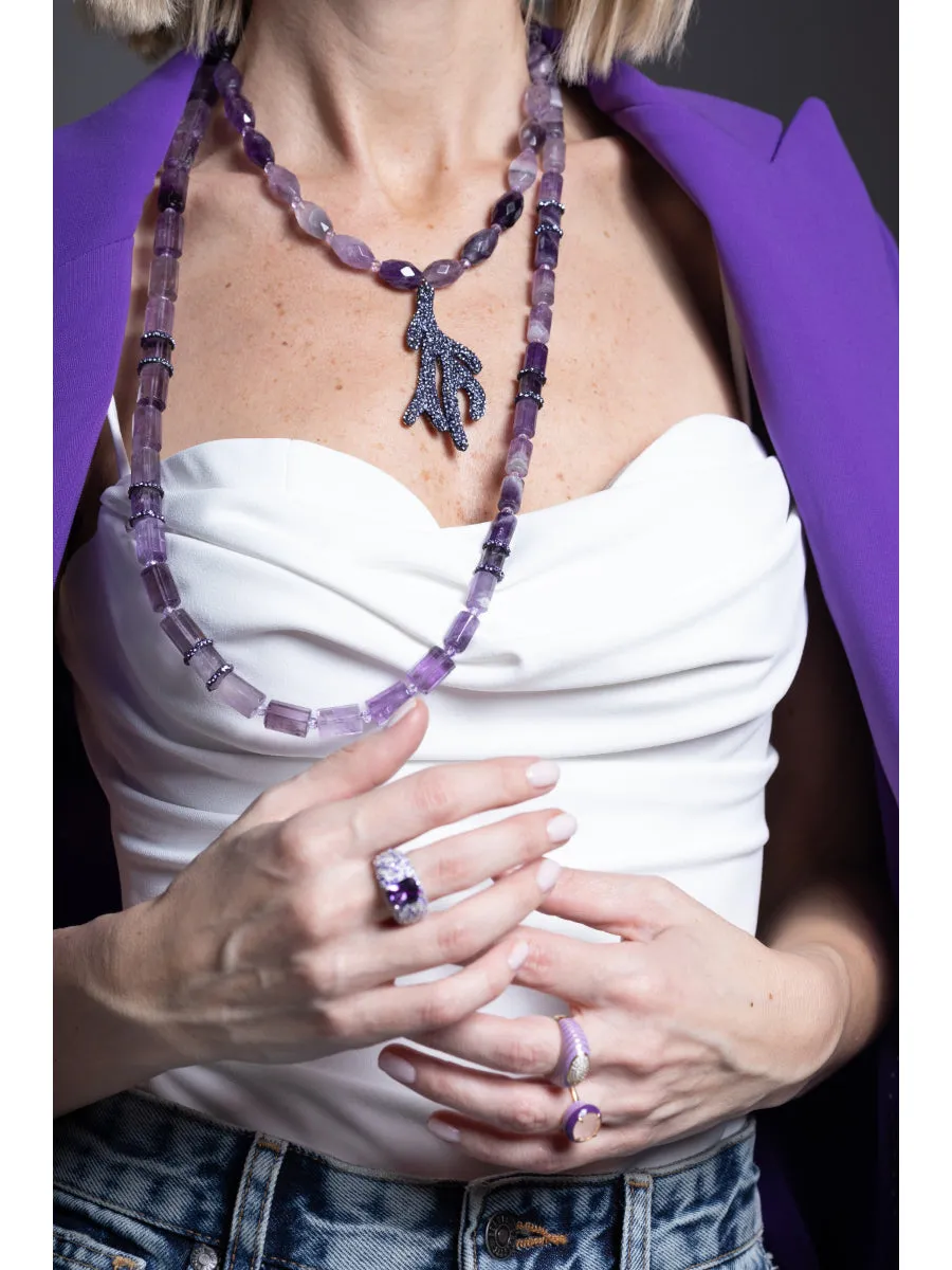 Amatist Crystal Coral Necklace