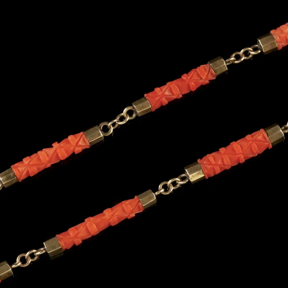 Antique Georgian Coral Necklace 18Ct Gold Heart Locket Circa 1780