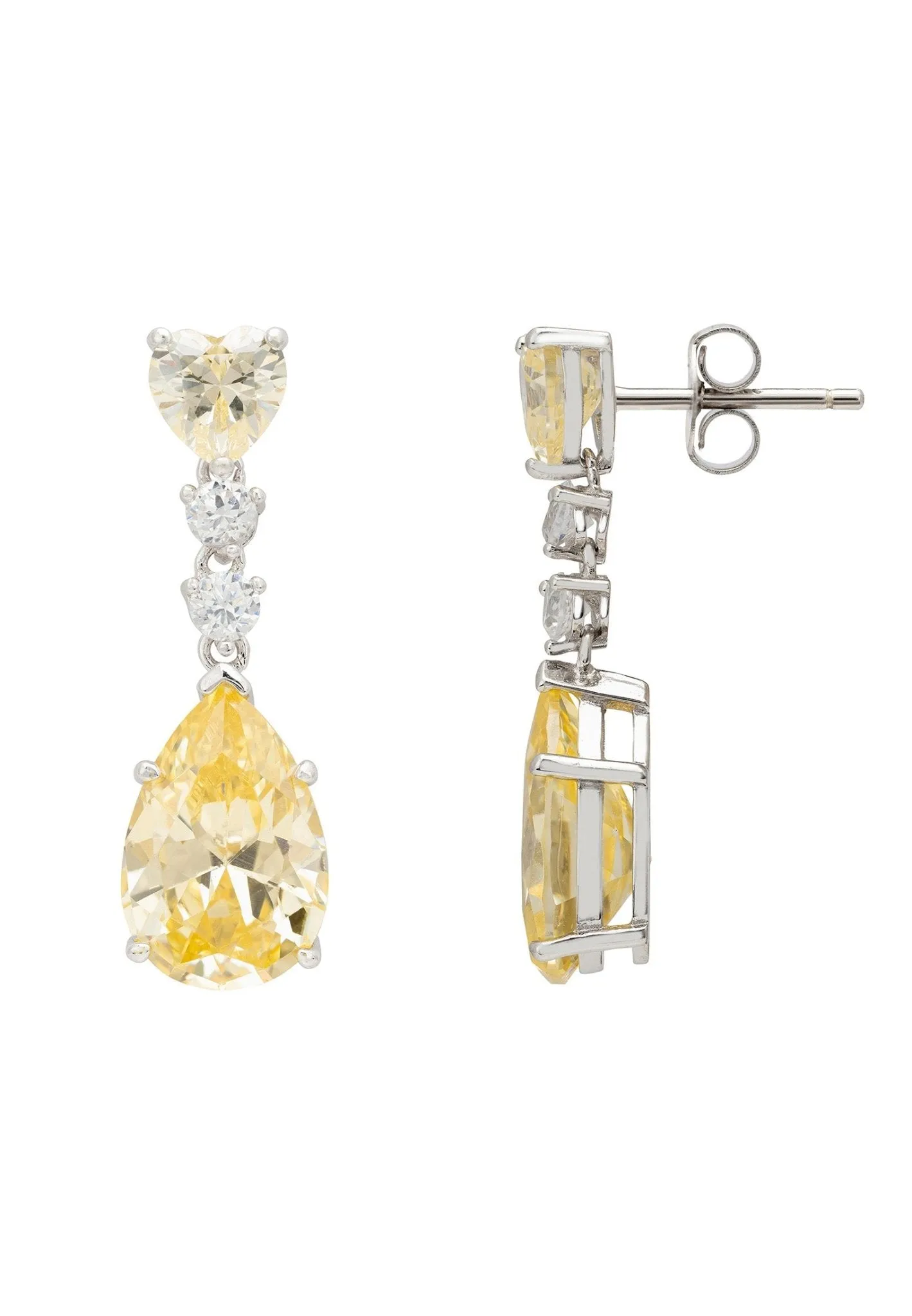 Augusta Lemon Topaz Teardrop Earrings Silver