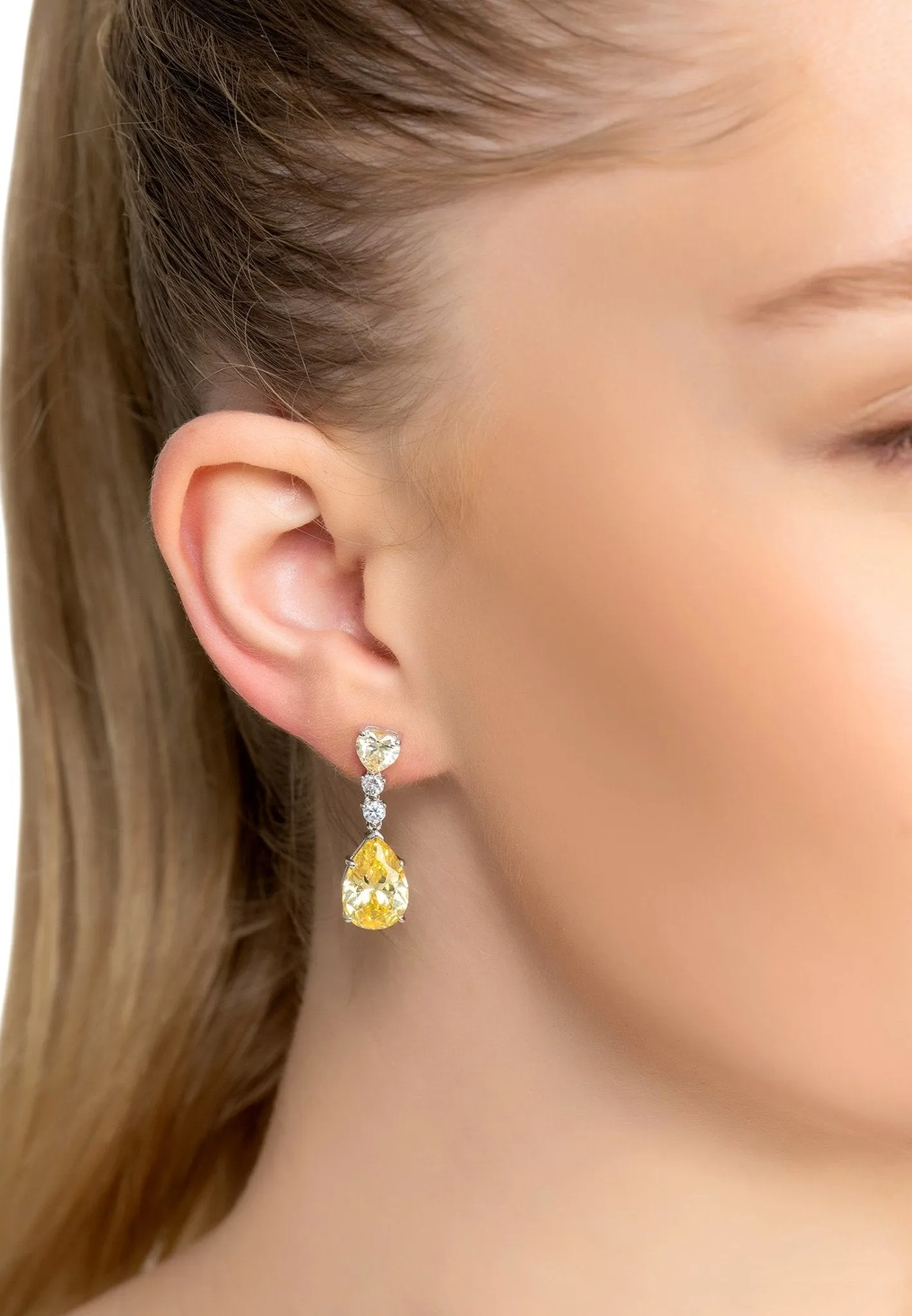 Augusta Lemon Topaz Teardrop Earrings Silver