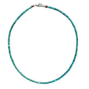 Beaded Turquoise Discs & Coral Necklace