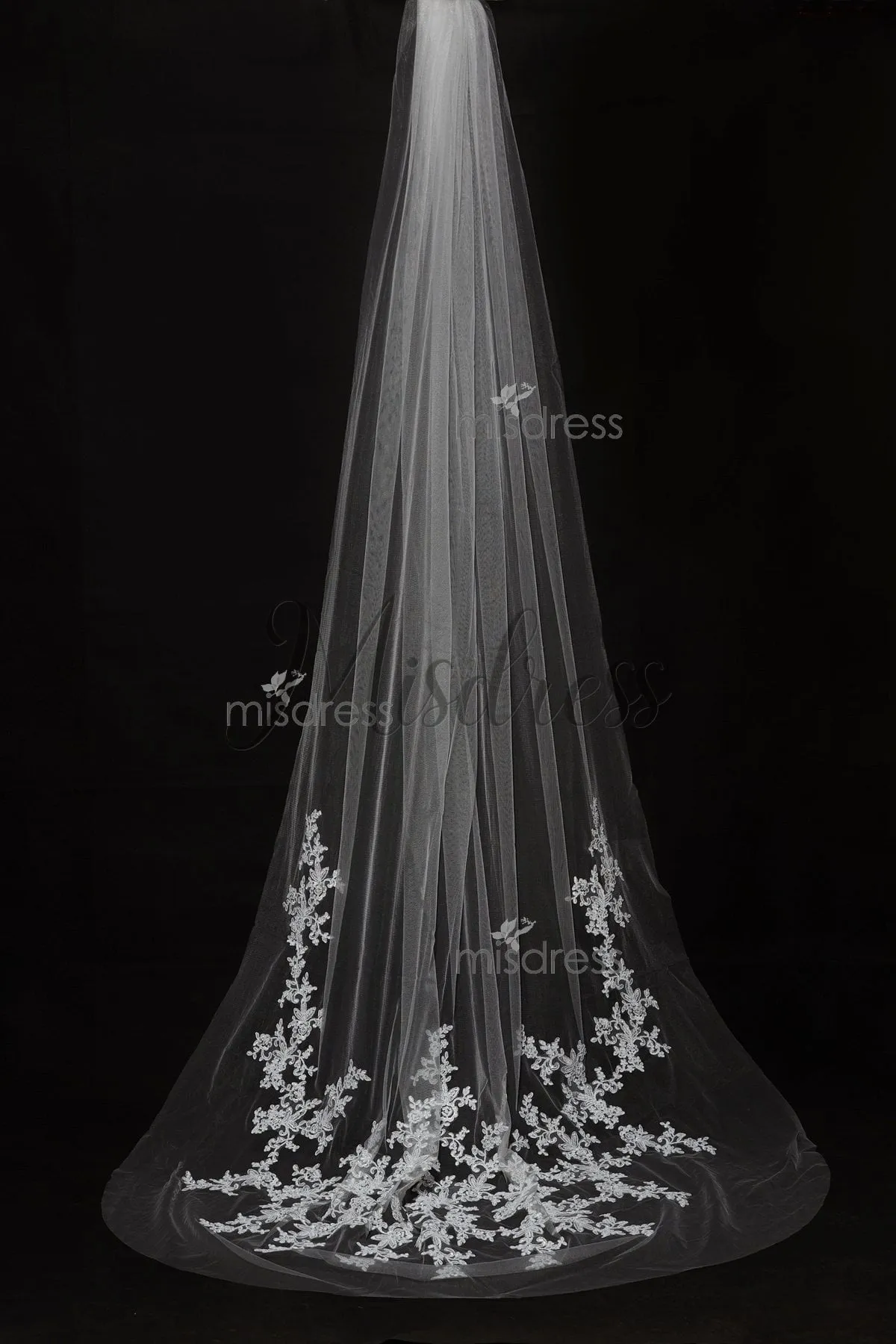 Cathedral Long Length Lace Appliques Wedding Veil