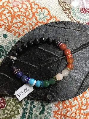 Chakra Gemstones & Shungite 8mm Bead Bracelet