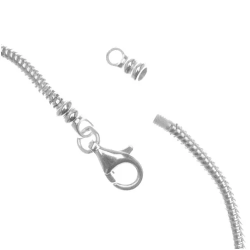 Charm Bracelet, For Large Hole Beads with Screw Ends Lobster Clasp 2mm, 7.5 Inches, Sterling Silver