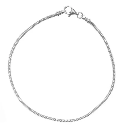 Charm Bracelet, For Large Hole Beads with Screw Ends Lobster Clasp 2mm, 7.5 Inches, Sterling Silver