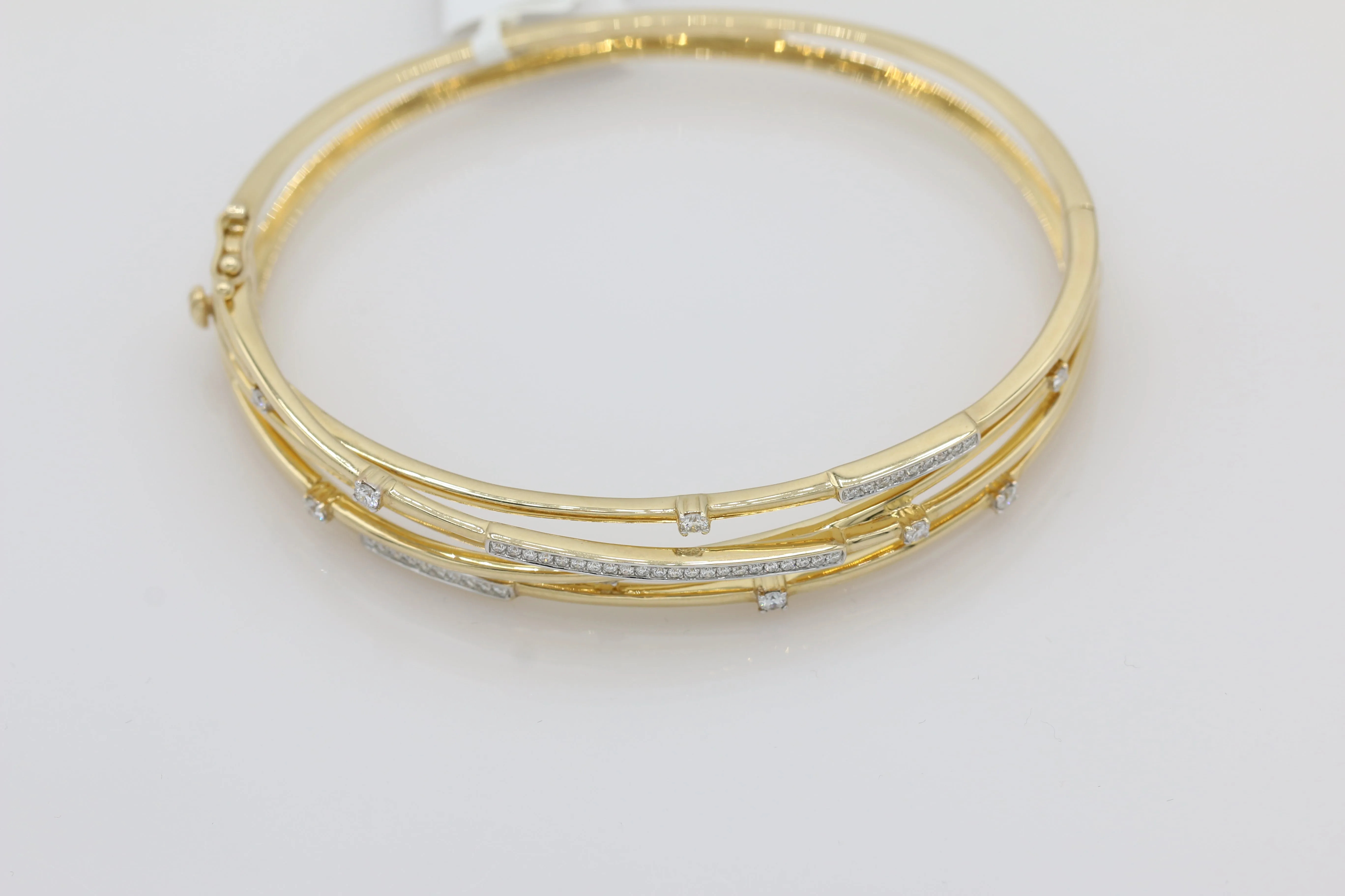 Crossover Diamond Bangle in 14KT Yellow Gold ( 0.49ct tw dia )