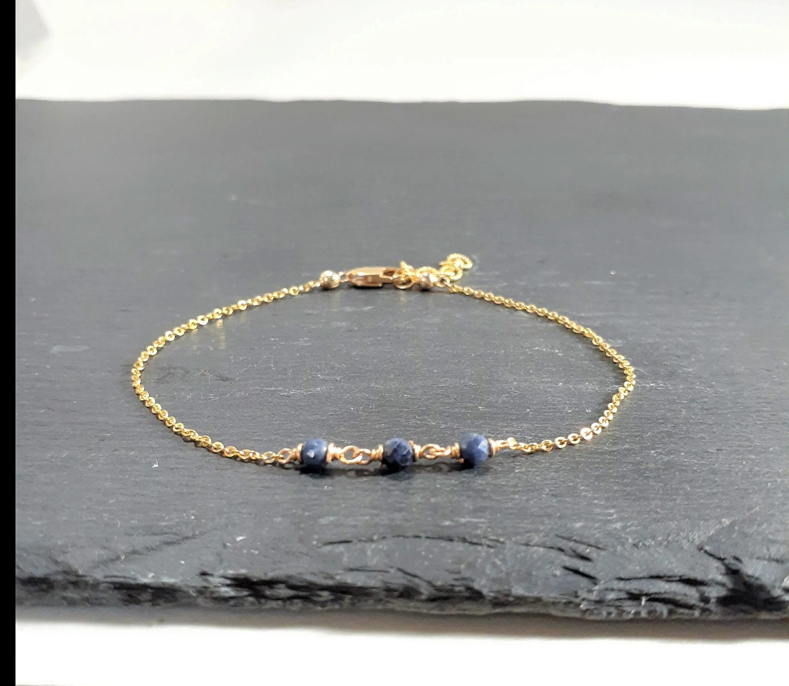 Dainty Blue Sapphire Anklet