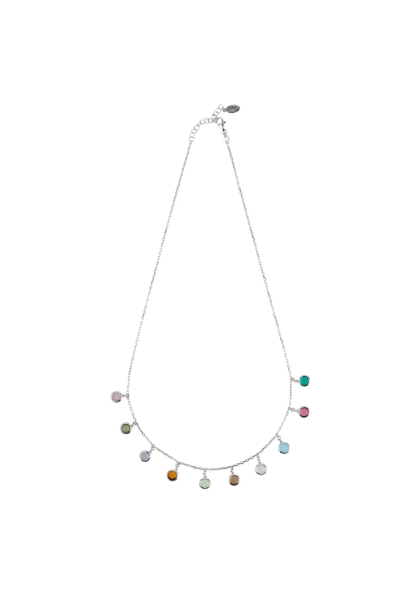 Florence Multi Coloured Gemstone Necklace Silver