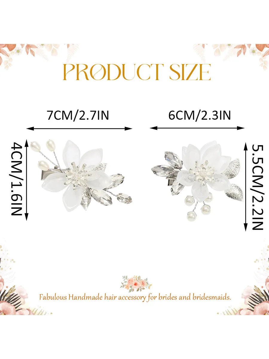 Flower Wedding Hair Clips Silver Leaf Hair Barrette Crystal Hair Pins Bridal Hair Accessories for Women