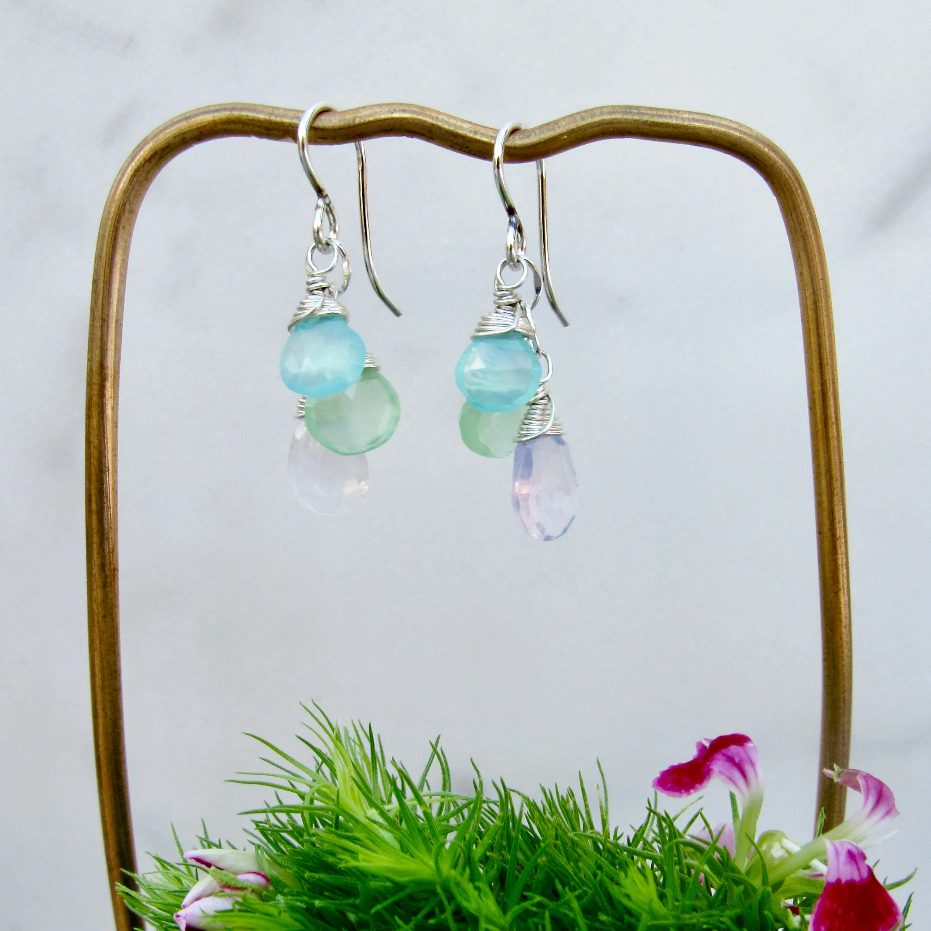Gemstone Triplet Earrings