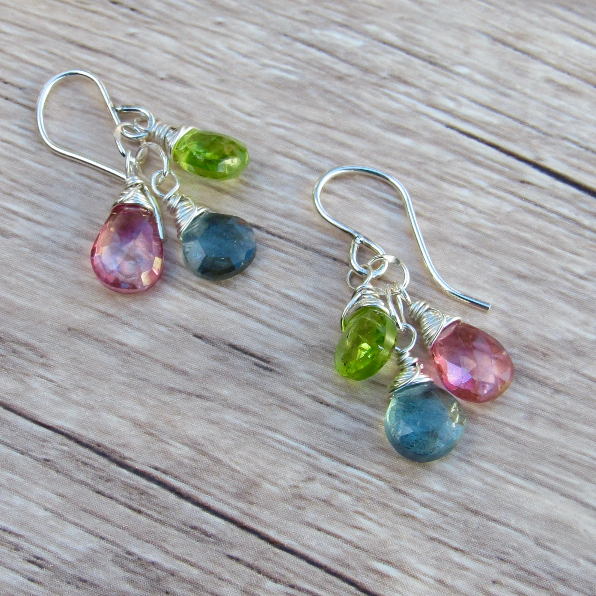 Gemstone Triplet Earrings