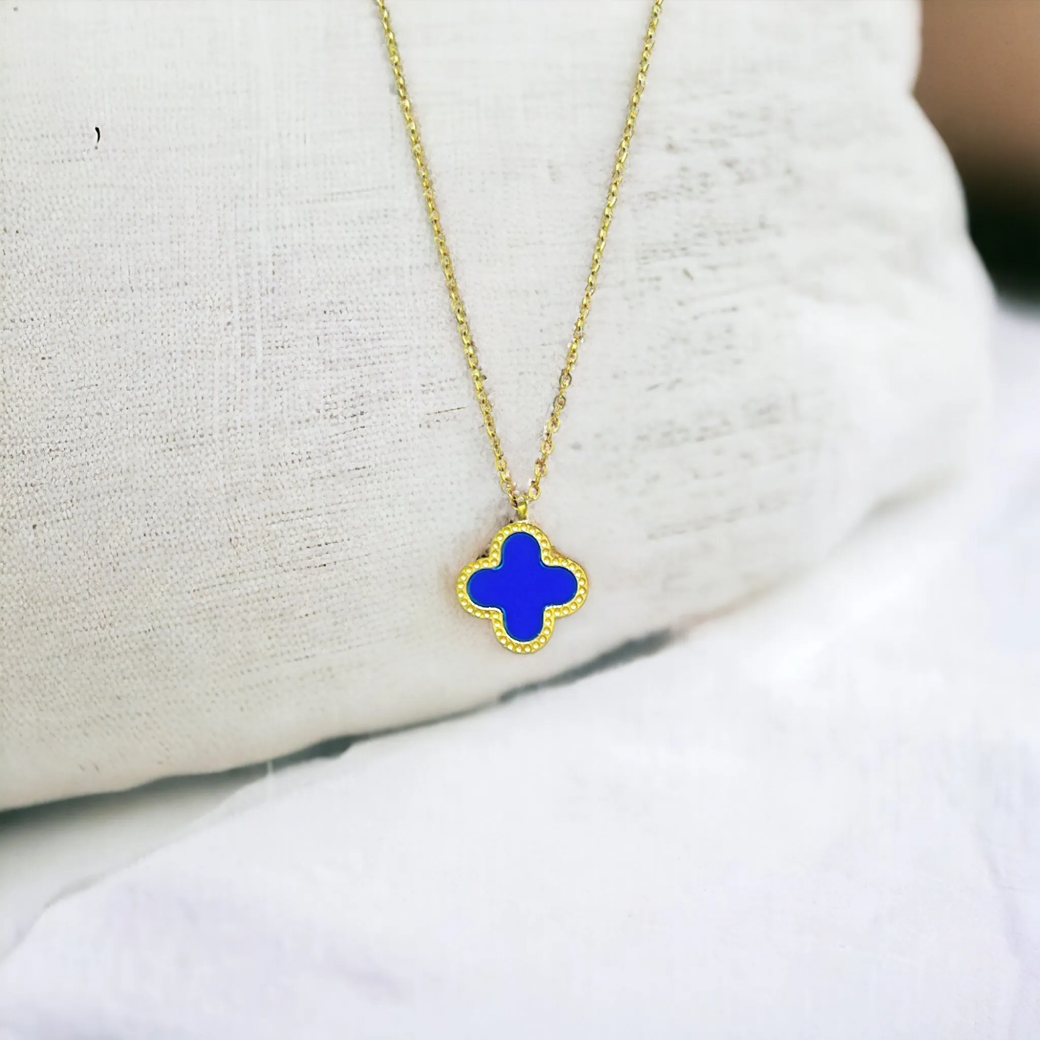 Gold Colored Clover Pendant Necklace