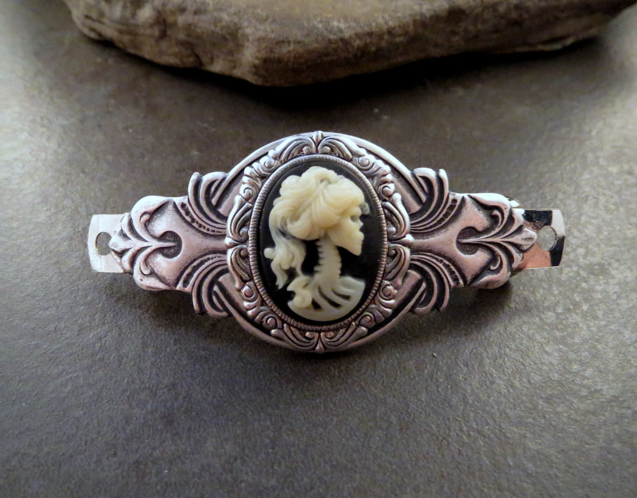 Handmade Skull Goddess Cameo Barrette
