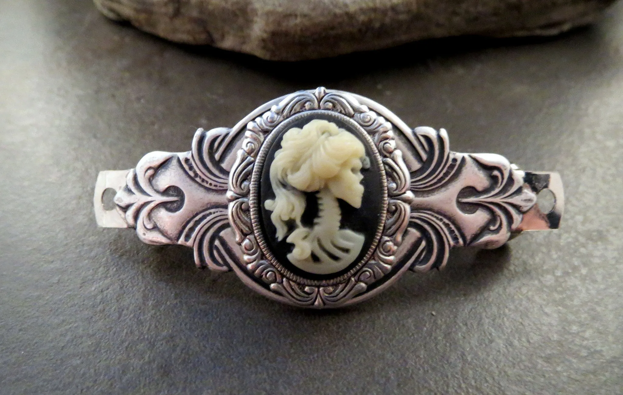 Handmade Skull Goddess Cameo Barrette