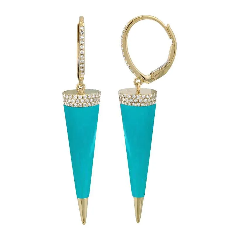 Long Cone Shape Gemstone Dangle Earrings
