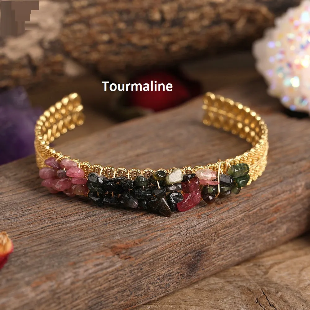Natural Stone Cuff Bangle Bracelet