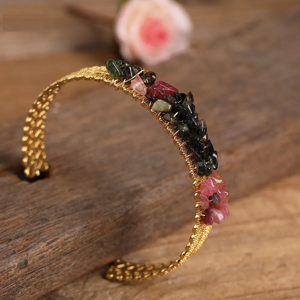 Natural Stone Cuff Bangle Bracelet