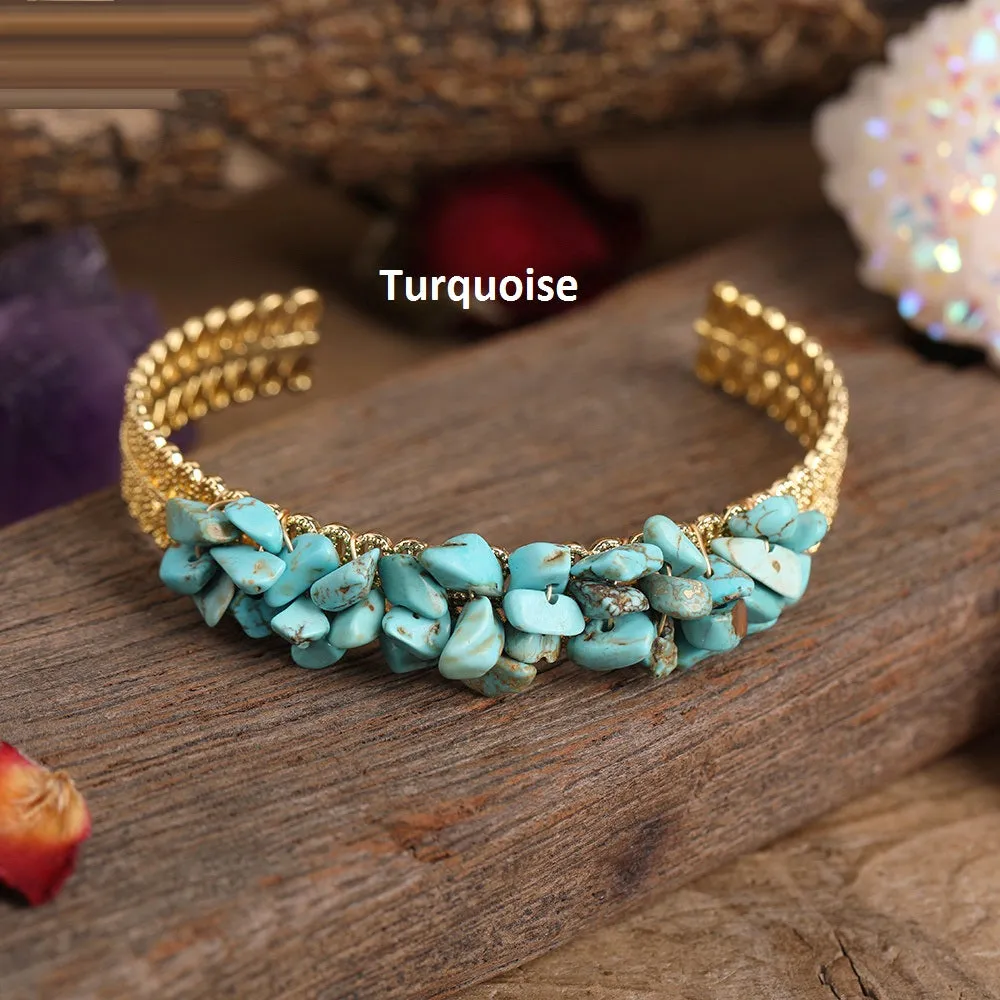 Natural Stone Cuff Bangle Bracelet