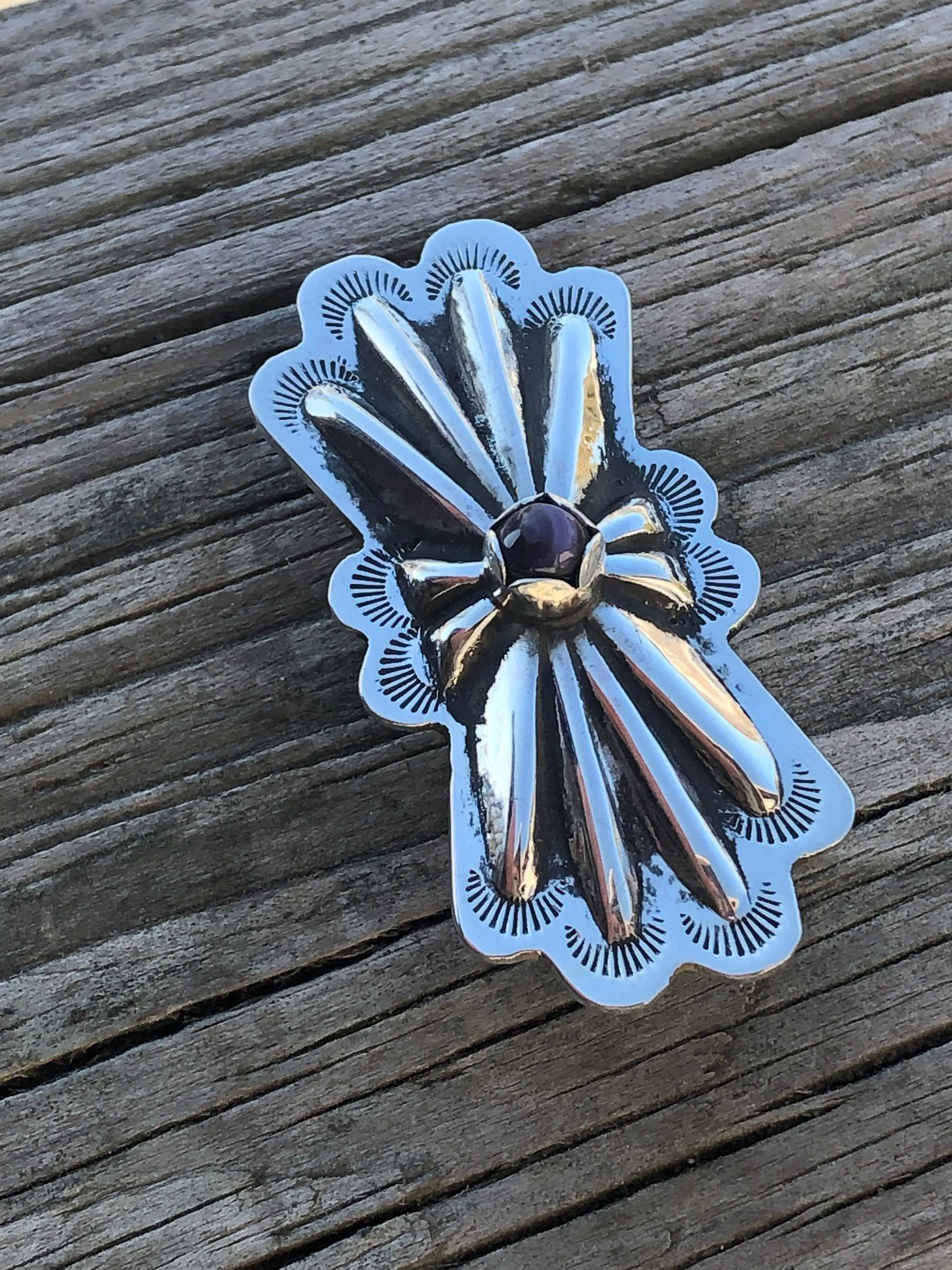 Old fashion butterfly Concho hair barrettewitb wampum setting