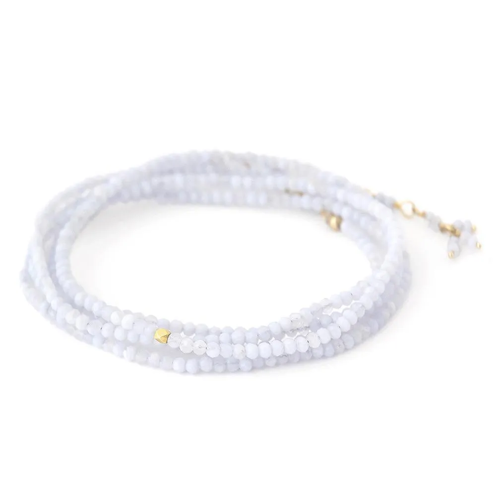 Pale Blue Chalcedony Wrap Bracelet