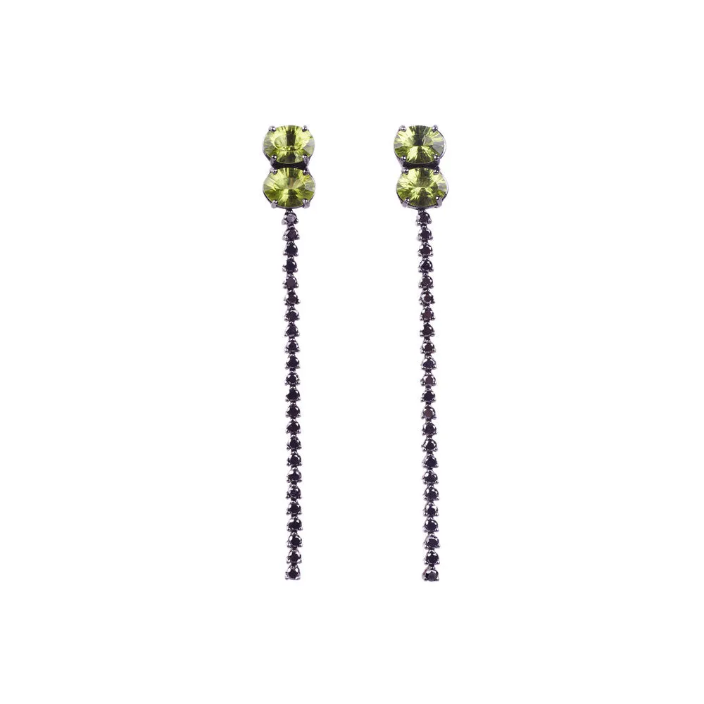 Peridot Black Diamond Earrings