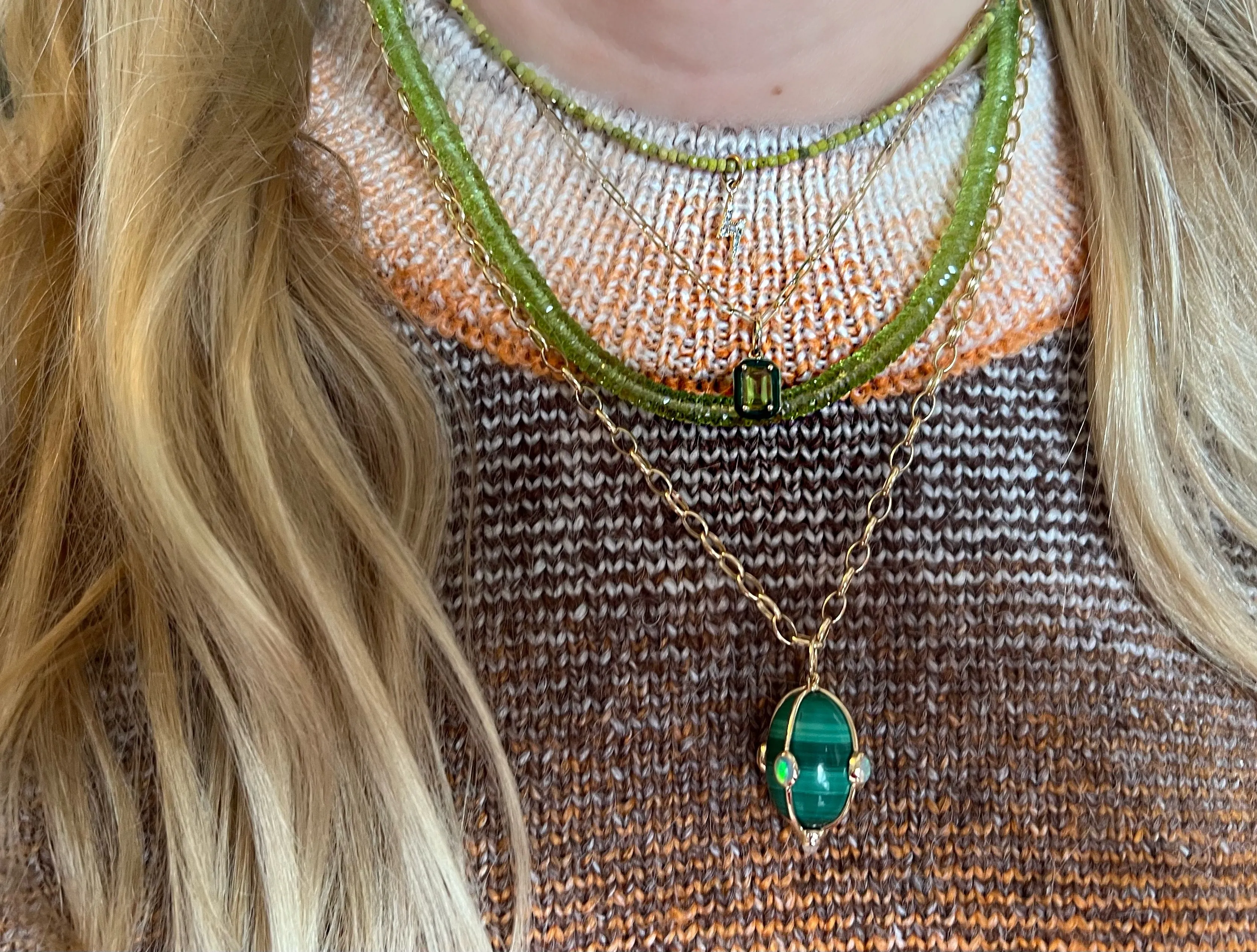 peridot heishi necklace