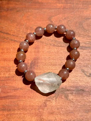 Quartz & Strawberry Quartz Gemstone Bracelet