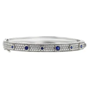 Round and Square Blue Sapphire Amulet Bangle