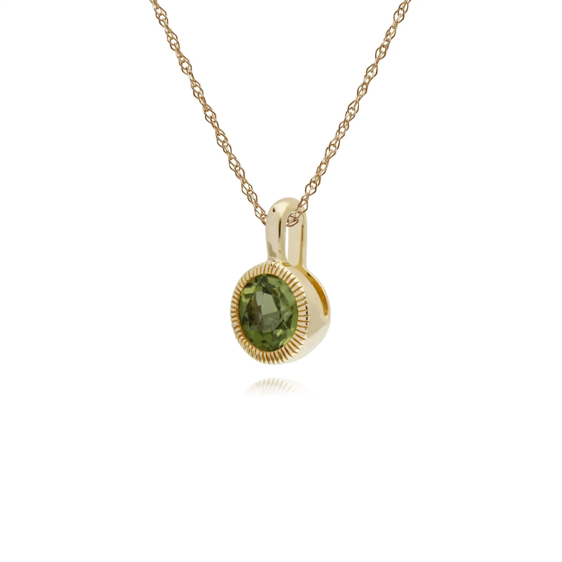 Runde Peridot Halskette in 9ct Gelb Gold